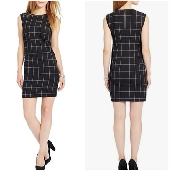 Ralph Lauren Black & White Grid Sleeveless Dress Size 6 Small - Picture 1 of 8